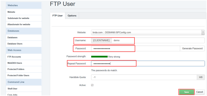 How to use FTP Service in ISPConfig - Database Mart